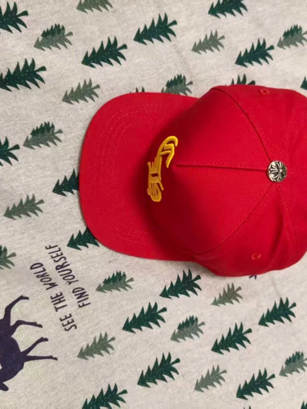 Chrome Hearts CH Logo Embroidered Baseball Cap, Red